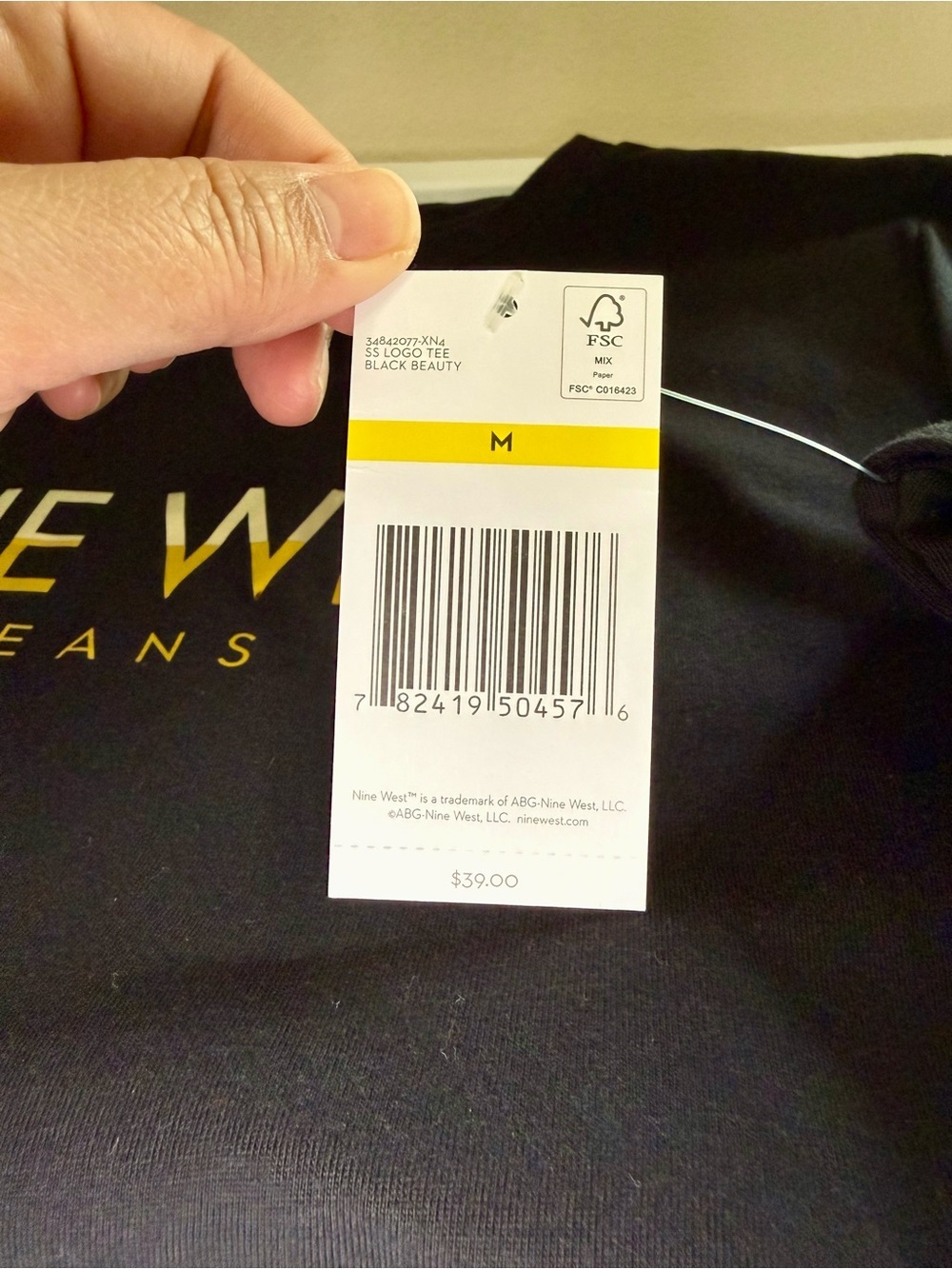 Nine West Black Tee with Gold Logo Print - Picture 6 of 6